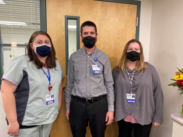 Jessica Lanman, CNA, Office Patient Coordinator; Christopher Betsworth, LISW, Program Therapist; and Chasity Lange, MSN, RN, Program Director